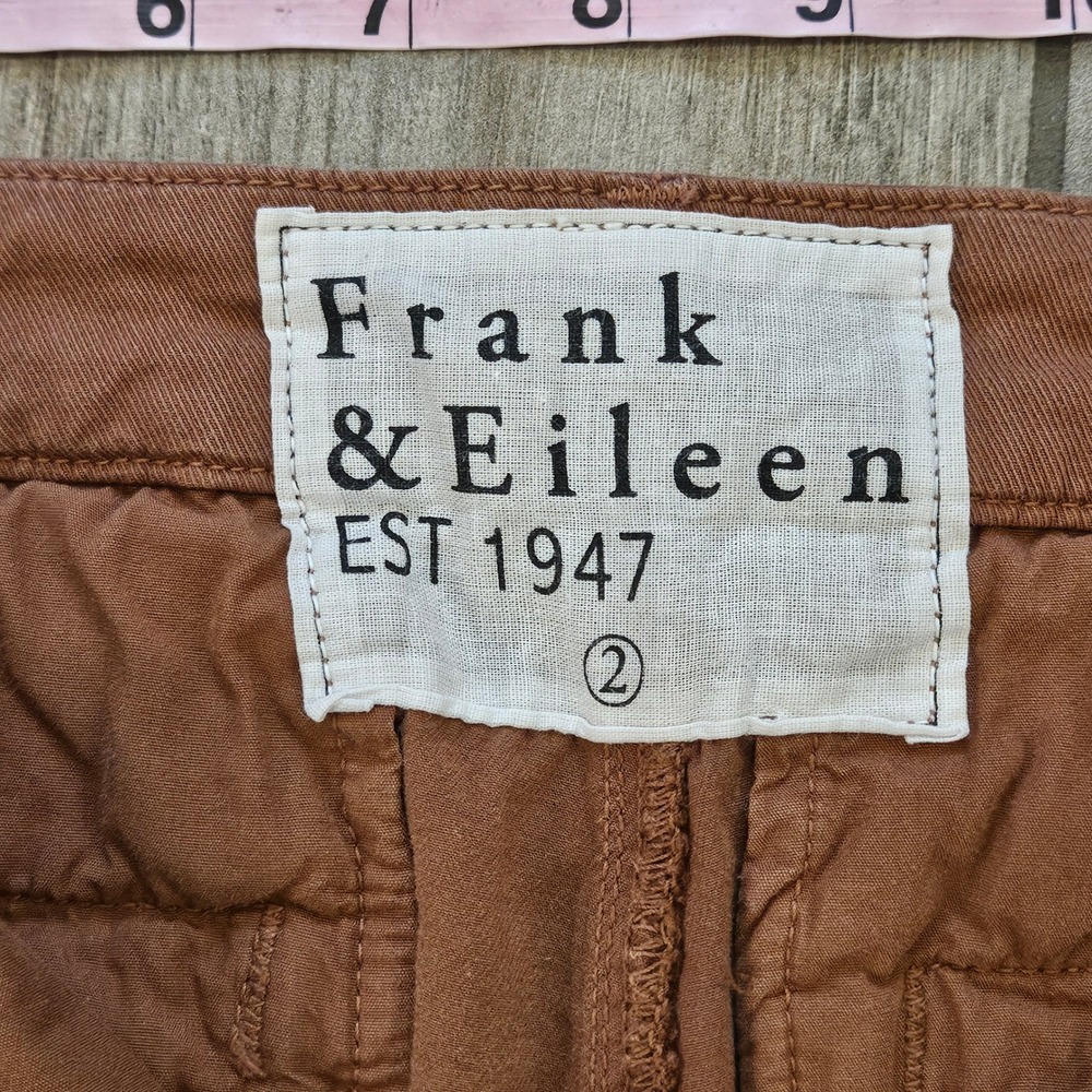 Frank & Eileen Wicklow Pants Women's Size 2 Rust Tan Cotton Blend Raw Hem Casual - Picture 11 of 13